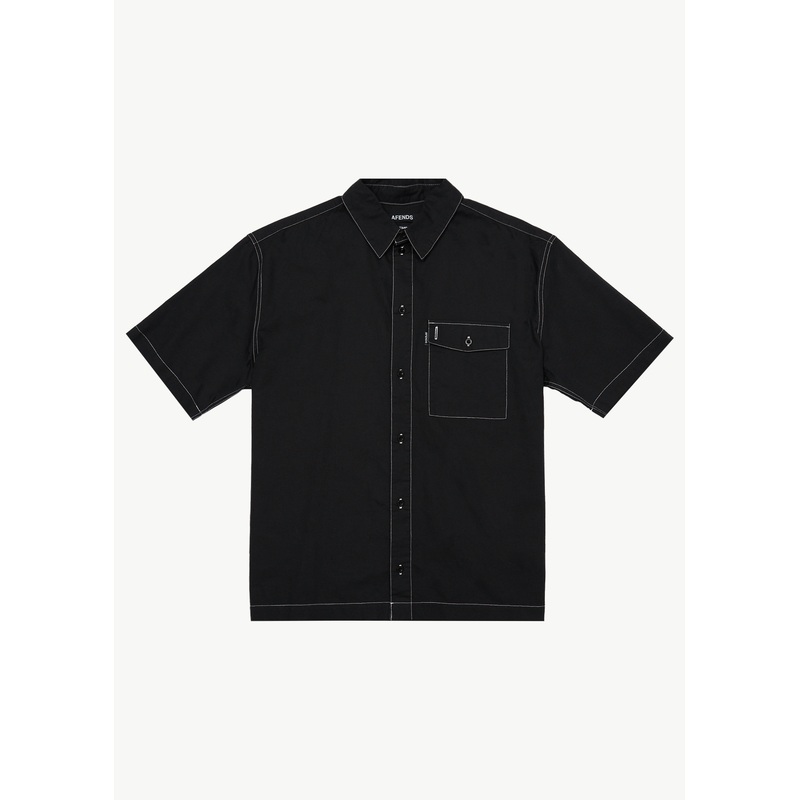 AFENDS Mens Flame – Short Sleeve Shirt – Black