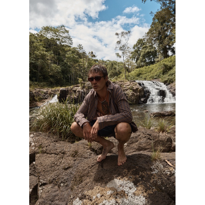 AFENDS Mens Hometown – Long Sleeve Shirt – Coffee