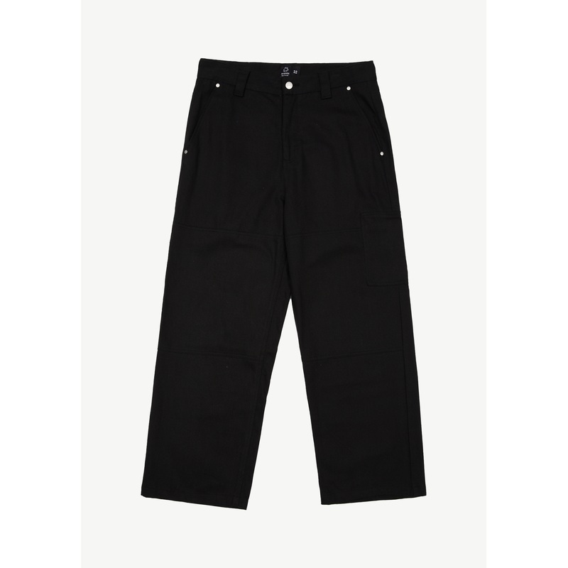 AFENDS Mens Richmond – Canvas Workwear Pant – Black