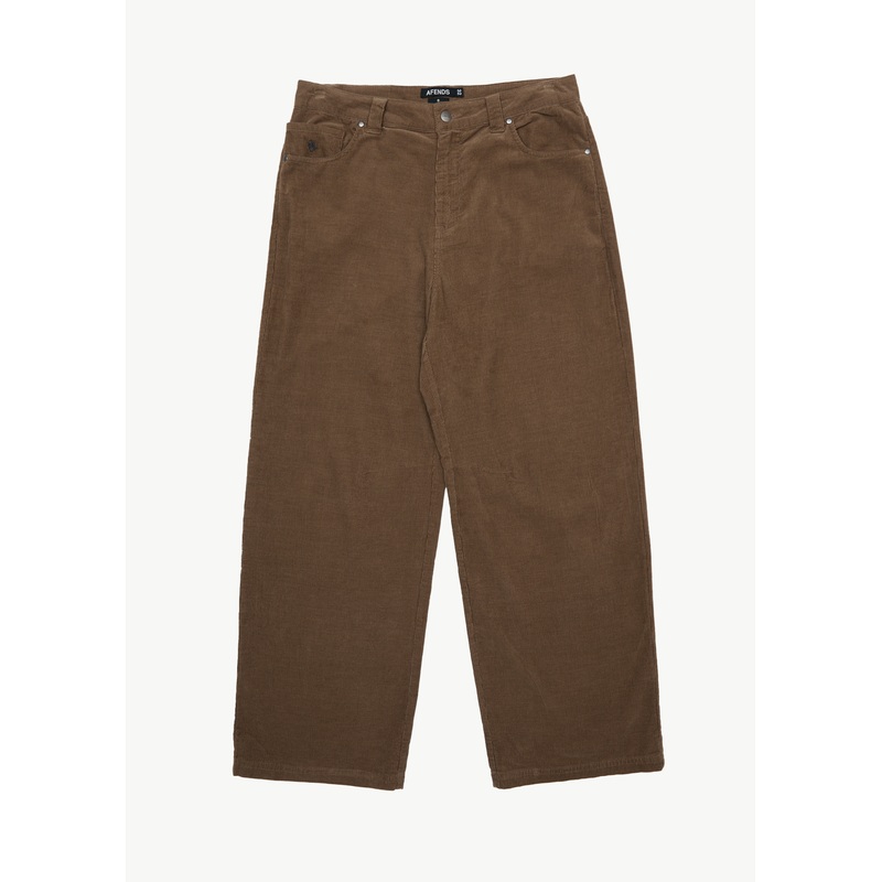AFENDS Mens Welcome Back – Corduroy Baggy Pant – Fossil