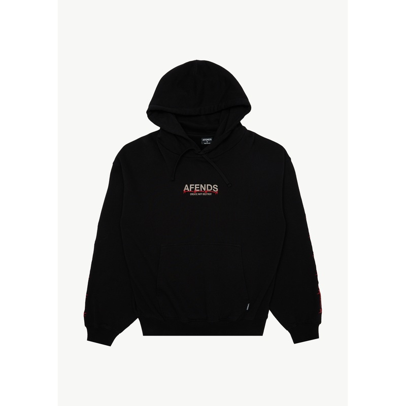 AFENDS Mens Wired – Boxy Hoodie – Black