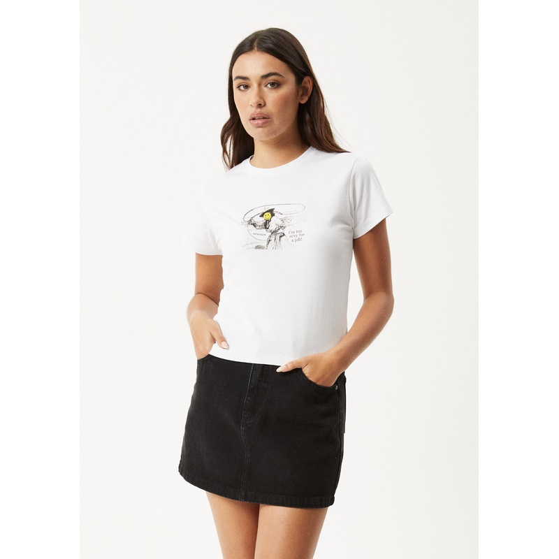 AFENDS Womens Day Job –  Baby Tee – White
