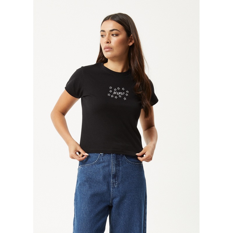 AFENDS Womens Lucky –  Baby Tee – Black