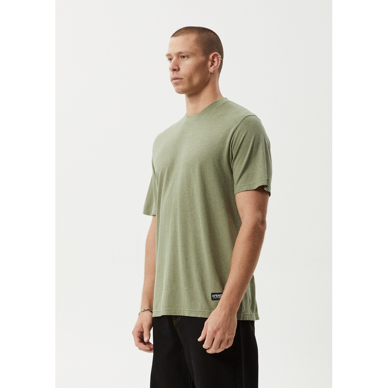 AFENDS Mens Classic – Retro Tee – Oil Green