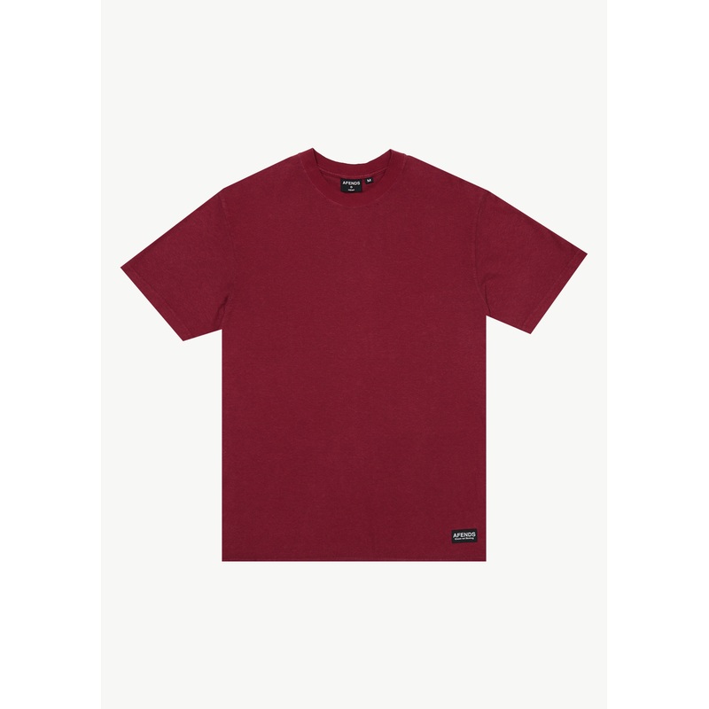 AFENDS Mens Classic – Retro Tee – Washed Burgundy