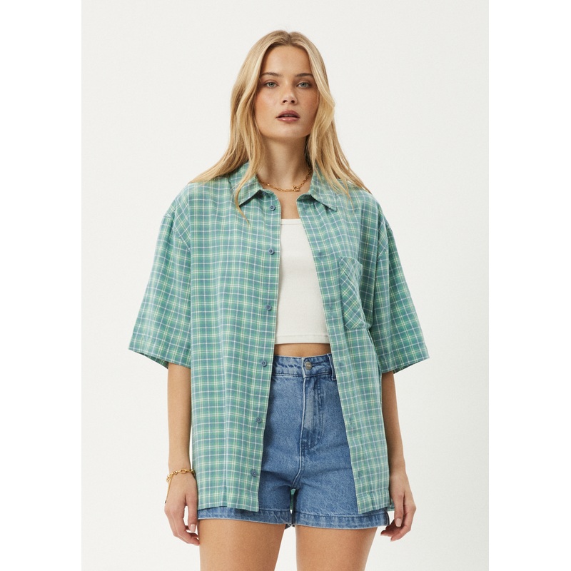 AFENDS Mens Creator – Short Sleeve Shirt – Pine