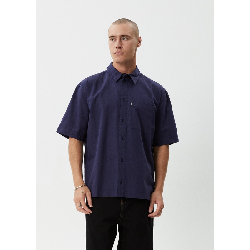 AFENDS Mens Everyday – Short Sleeve Shirt – Deep Sea