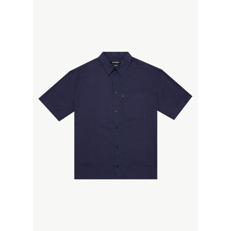 AFENDS Mens Everyday – Short Sleeve Shirt – Deep Sea