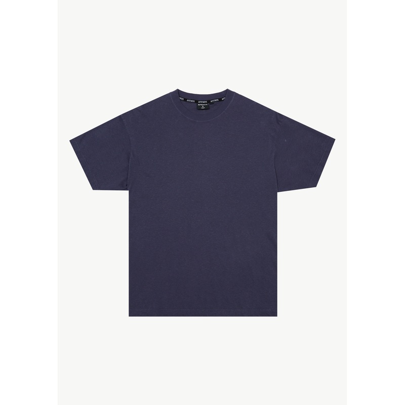 AFENDS Mens Foundation – Boxy Tee – Washed Deep Sea