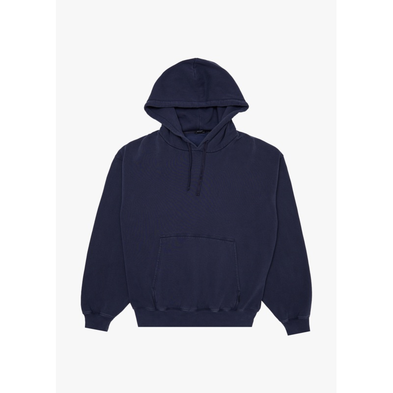 AFENDS Mens Genesis – Boxy Hoodie – Washed Deep Sea