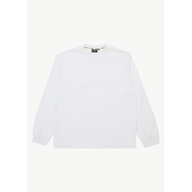 AFENDS Mens Genesis – Boxy Long Sleeve Tee – White