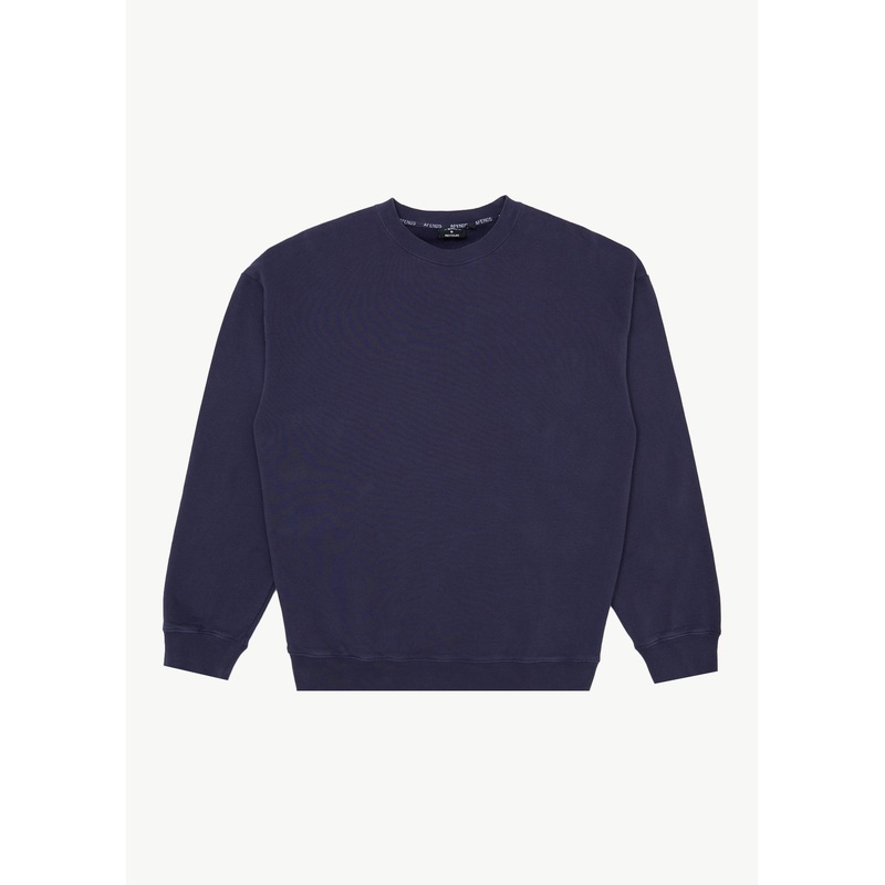 AFENDS Mens Genesis – Crew Neck Jumper – Washed Deep Sea