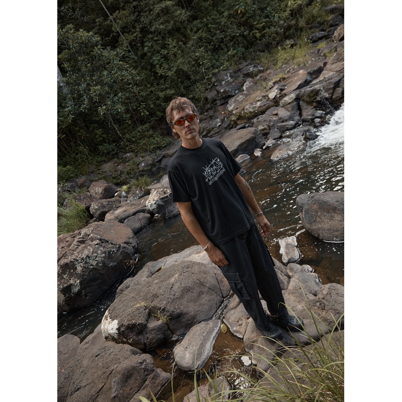 AFENDS Mens Moments – Boxy Tee – Black