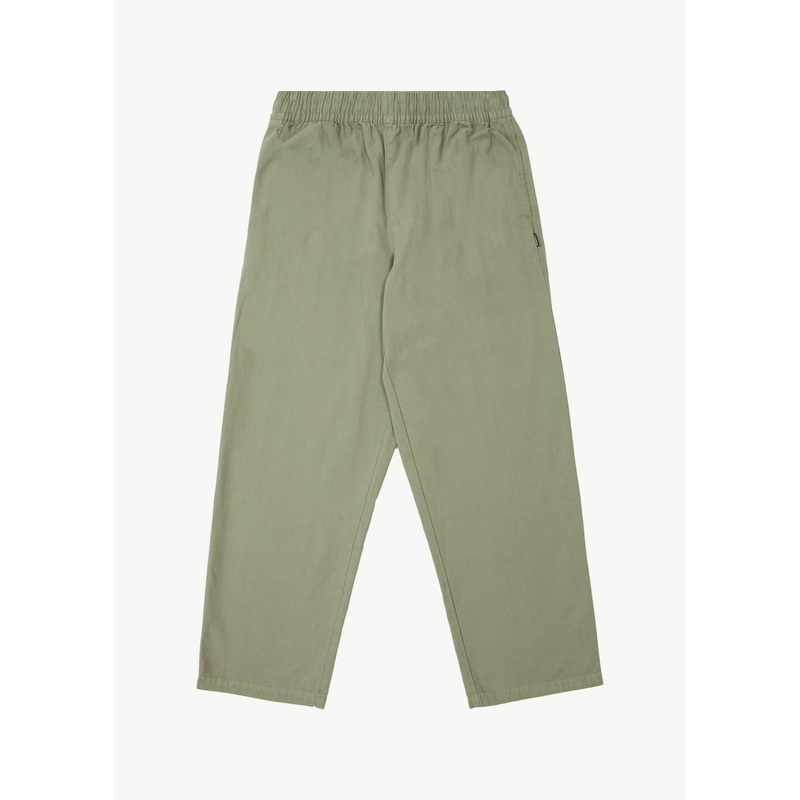 AFENDS Mens Ninety Eights – Baggy Elastic Waist Pant – Olive
