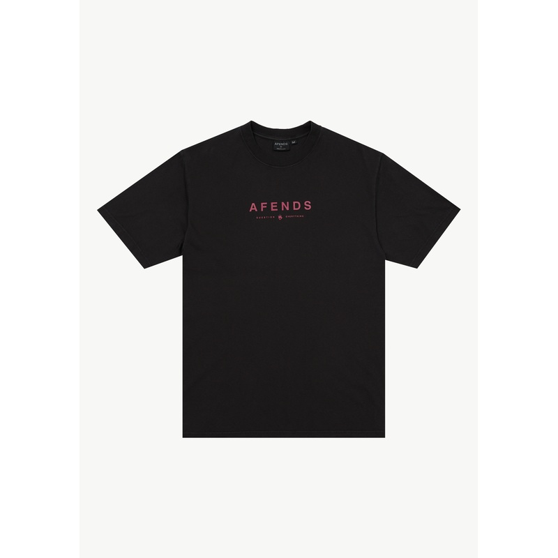 AFENDS Mens Thrown Out – Retro Tee – Stone Black