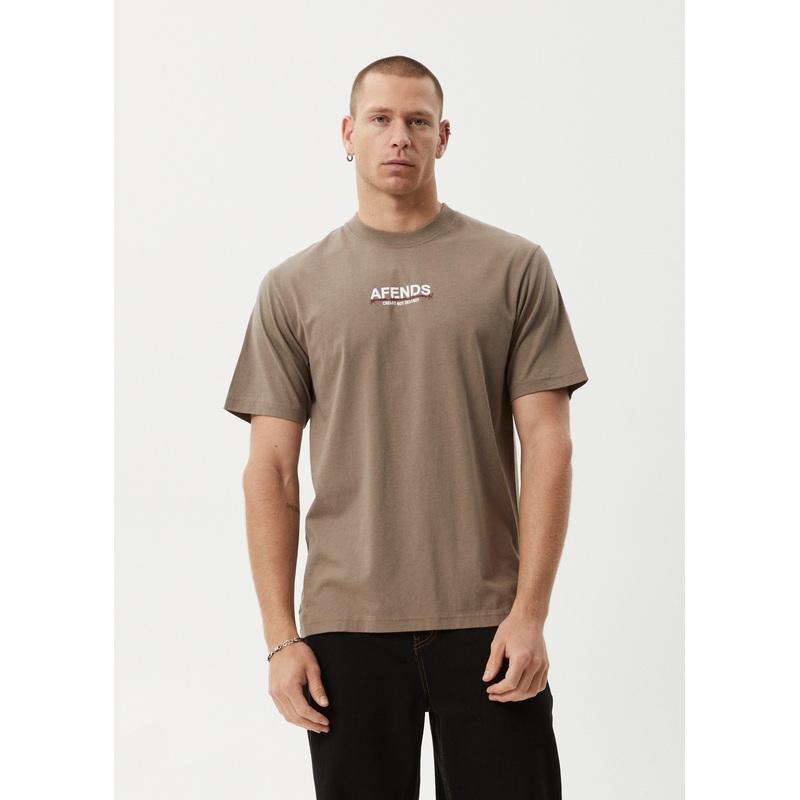 AFENDS Mens Wired – Retro Tee – Fossil