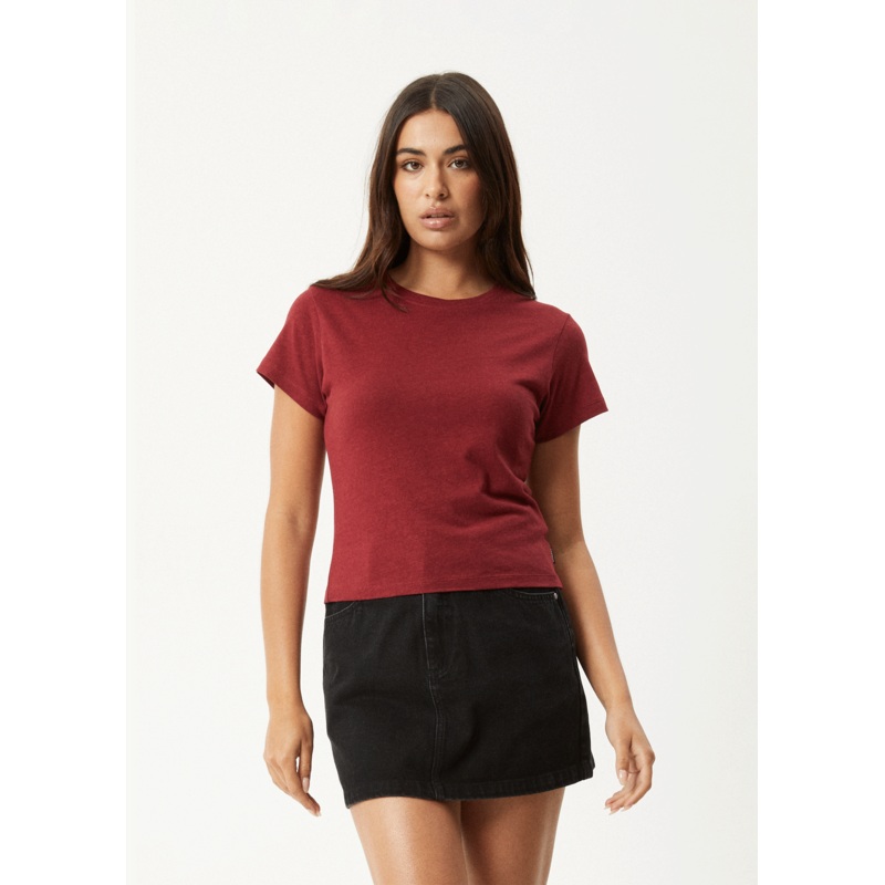 AFENDS Womens Carmen – Baby Tee – Burgundy