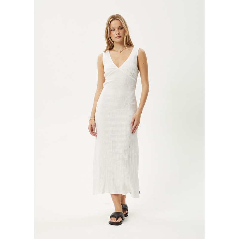 AFENDS Womens Focus – Seersucker Maxi Dress – Off White