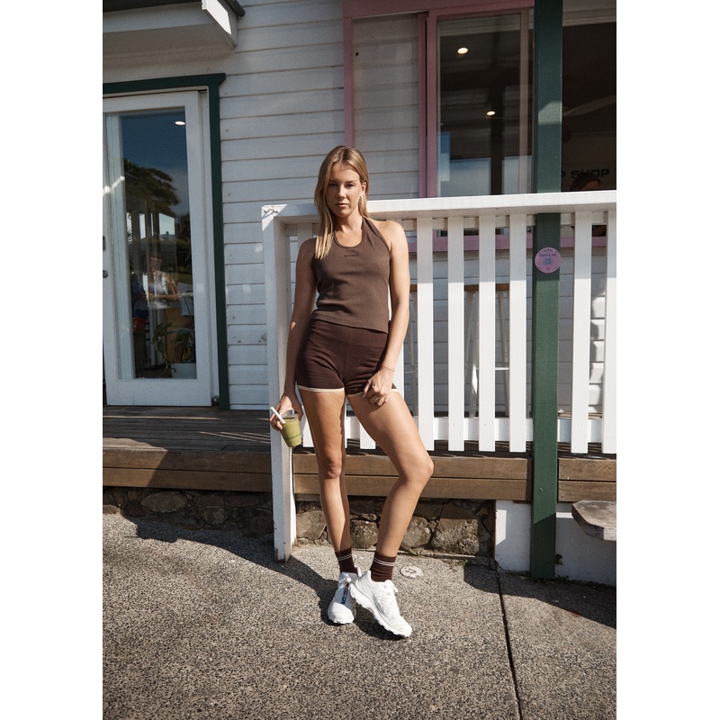 AFENDS Womens Set Fire – Knit Short – Coffee