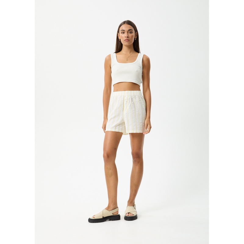 AFENDS Womens Splice – Boxer Short – White / Lemongrass