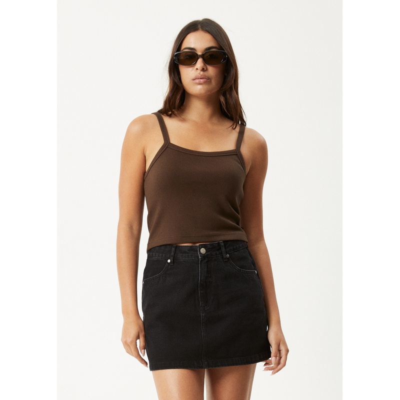 AFENDS Womens Taylor – Rib Singlet – Coffee