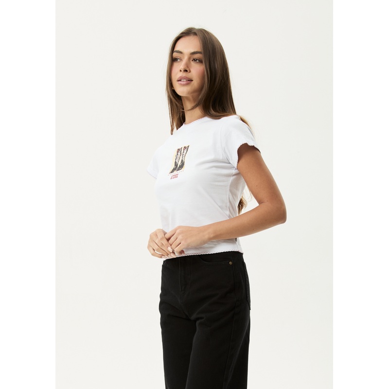 AFENDS Womens Walking –  Baby Tee – White