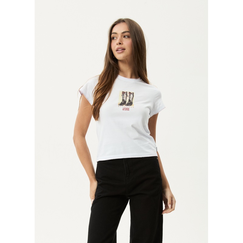 AFENDS Womens Walking –  Baby Tee – White