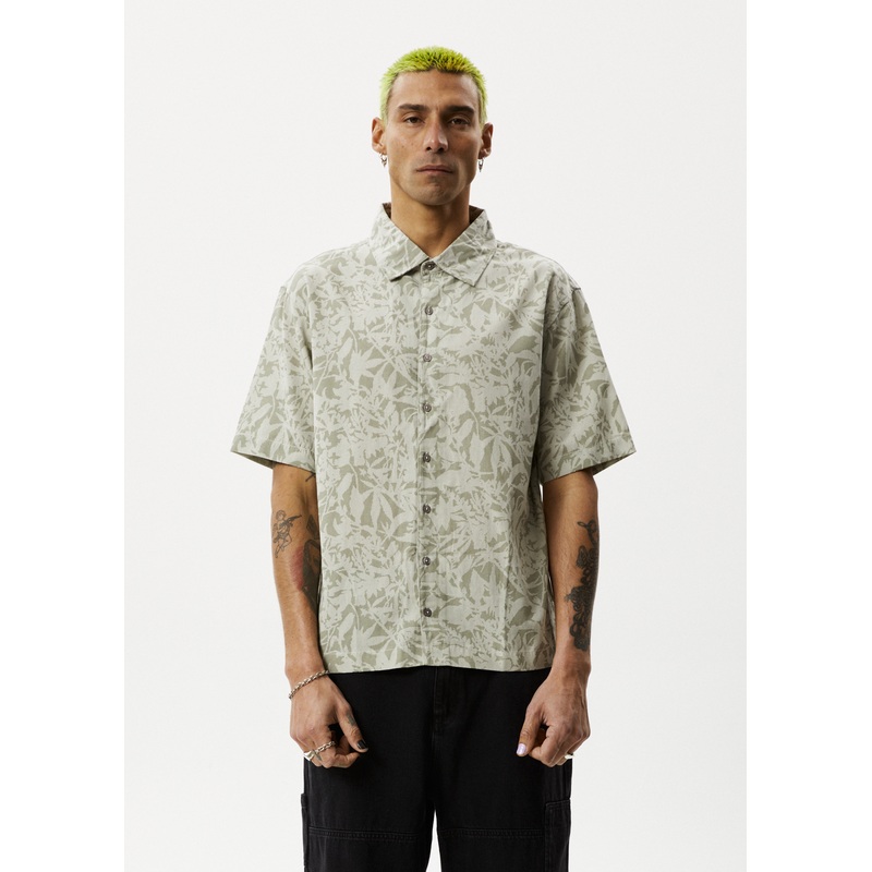 AFENDS Mens Bouquet – Short Sleeve Shirt – Olive Floral