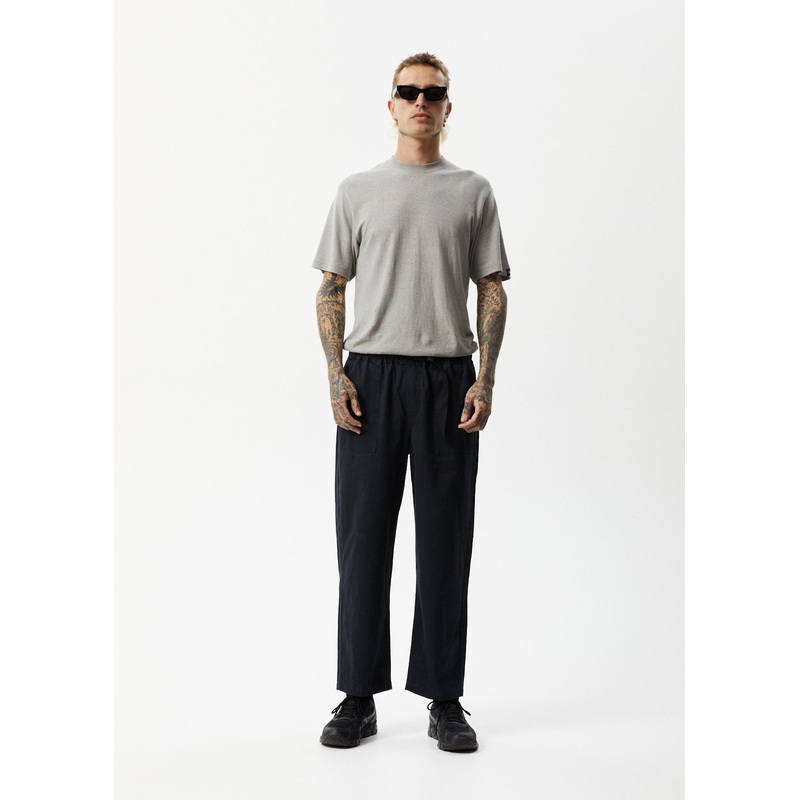 AFENDS Mens Cabal – Elastic Waist Relaxed Pant – Black
