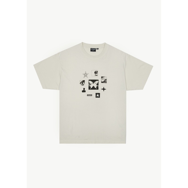 AFENDS Mens Disorder – Boxy Tee – Moonbeam