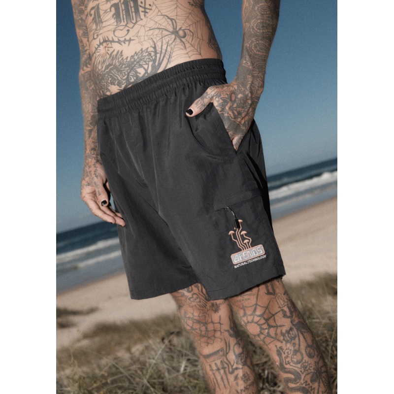 AFENDS Mens Fruiting – Baywatch Swim Short 18 – Black