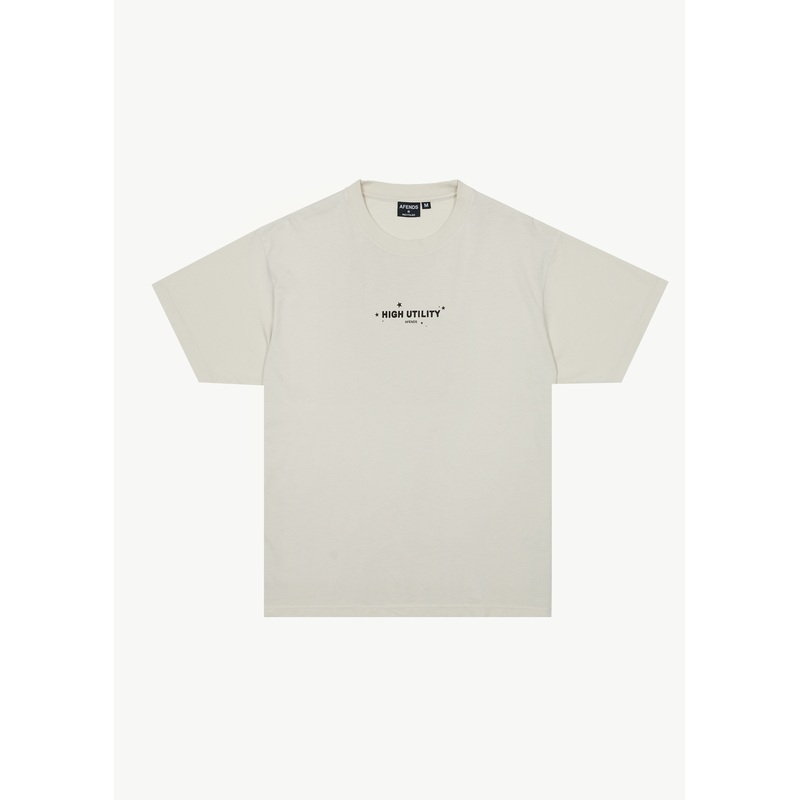 AFENDS Mens High Utility – Boxy Tee – Moonbeam