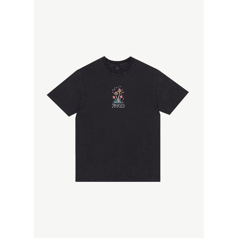 AFENDS Mens Journey Inward – Retro Graphic Tee – Stone Black