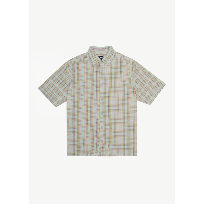 AFENDS Mens Kali – Short Sleeve Shirt – Pistachio Check