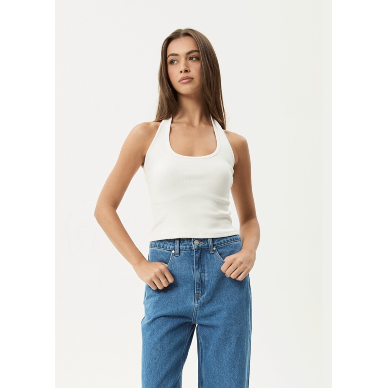 AFENDS Womens Basis – Rib Halter – White