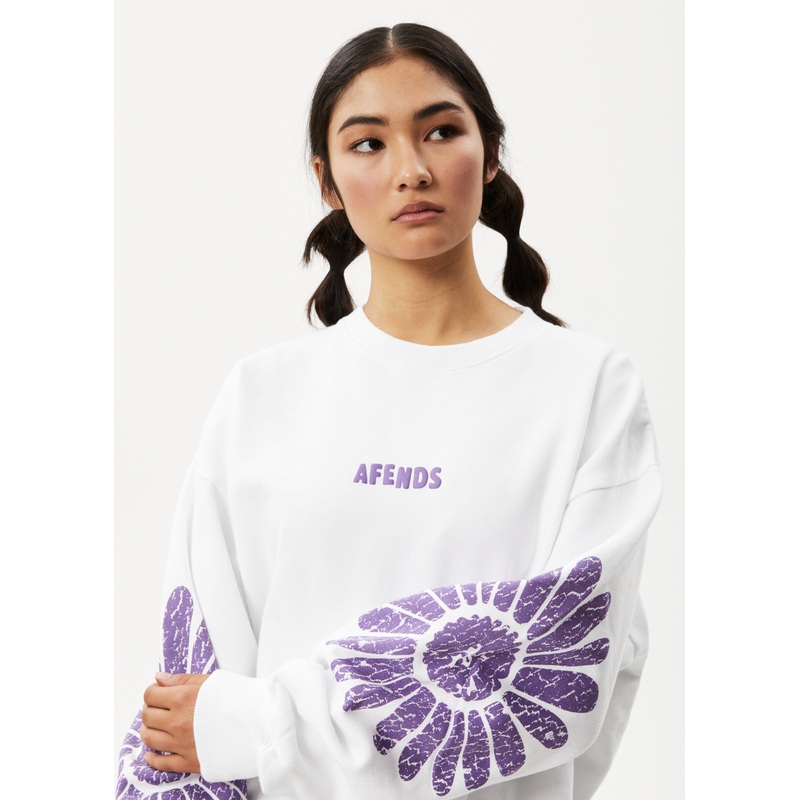 AFENDS Womens Daisy – Crew Neck Jumper – White