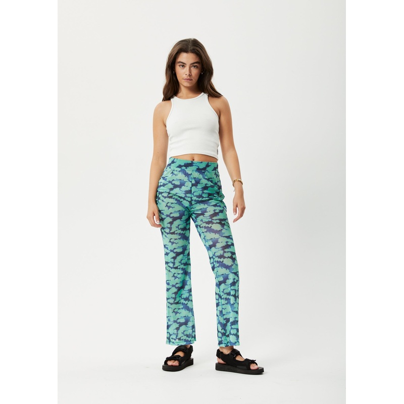 AFENDS Womens Liquid – High Waisted Sheer Pant – Jade Floral