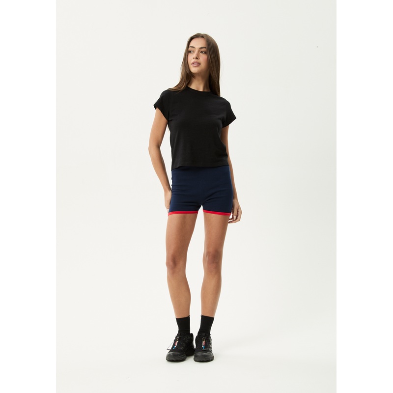 AFENDS Womens Set Fire – Knit Short – Navy / Tomato