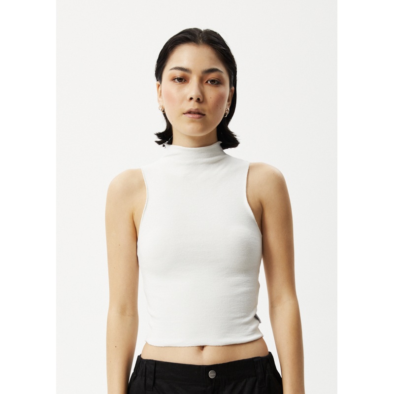 AFENDS Iconic – Rib High Neck Tank – Off White