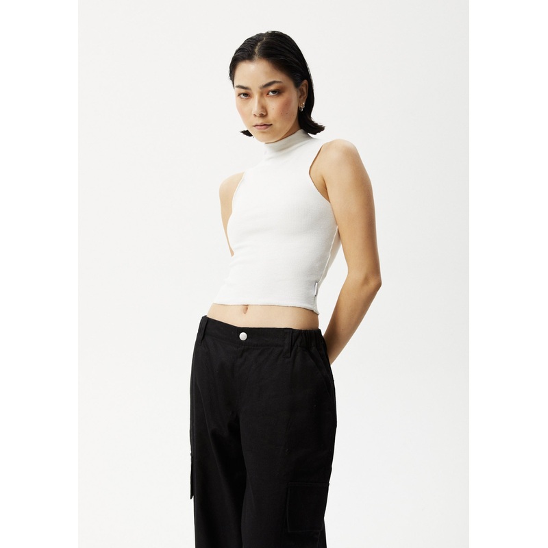 AFENDS Iconic – Rib High Neck Tank – Off White