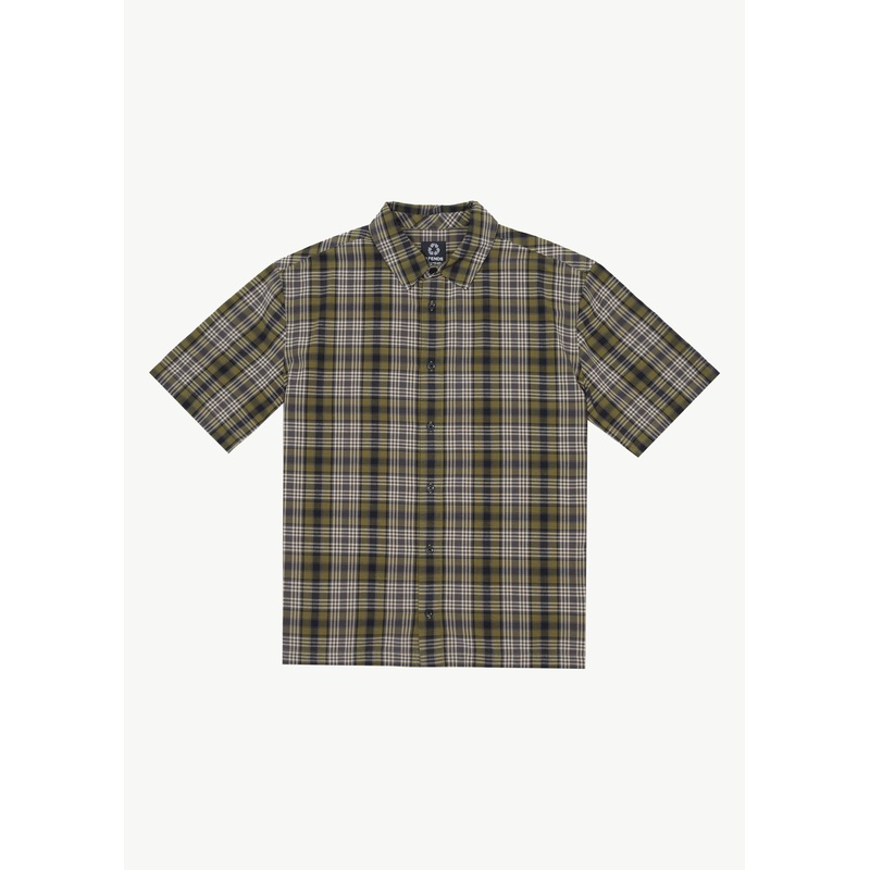 AFENDS Mens Check Out – Short Sleeve Shirt – Military Check