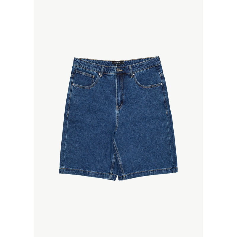 AFENDS Mens Lil C – Denim Baggy Short 22 – Authentic Blue