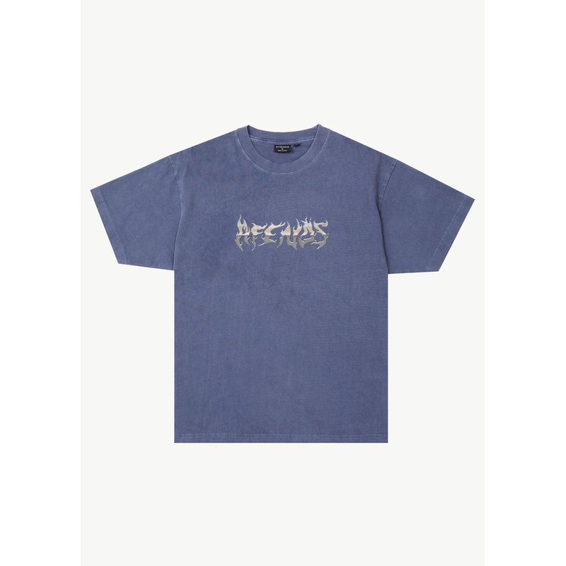 AFENDS Mens Scorched – Heavy Boxy Tee – Washed Marlin