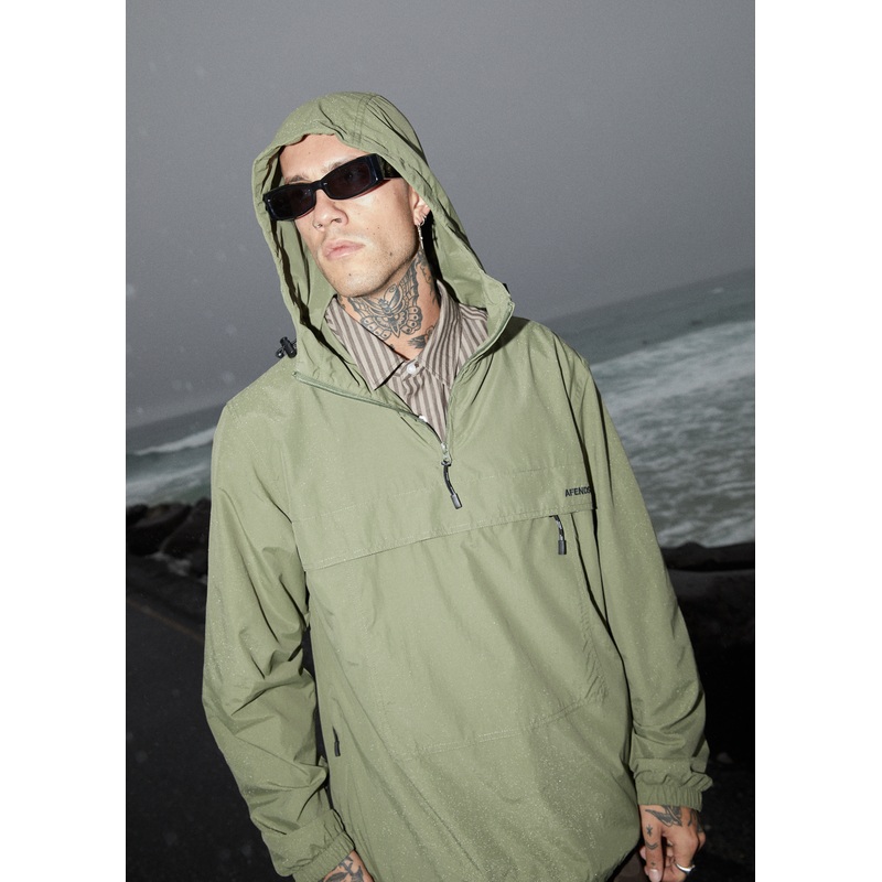 AFENDS Mens System – Water Resistant Spray Anorak Jacket – Military