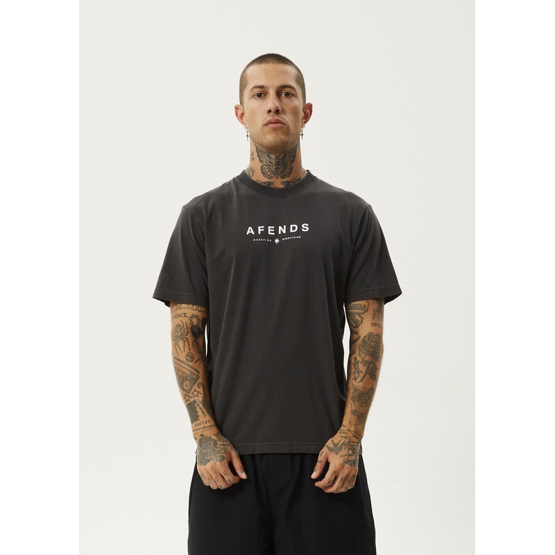 AFENDS Mens Thrown Out – Retro Tee – Black / White
