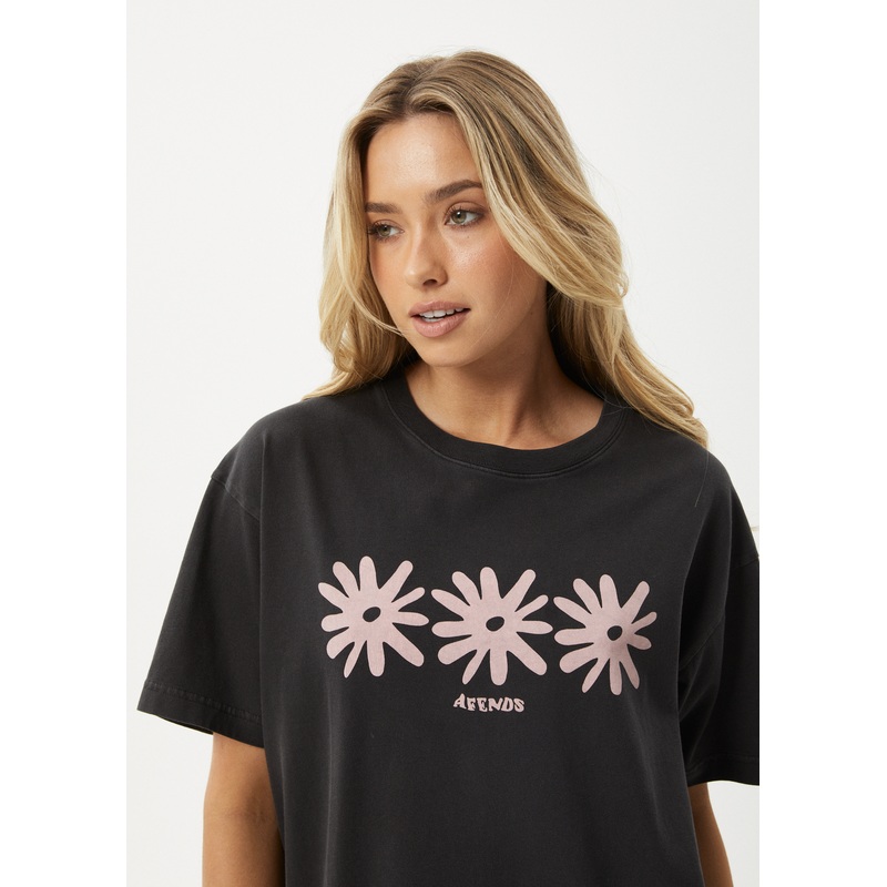 AFENDS Womens Adi – Oversized Tee – Stone Black