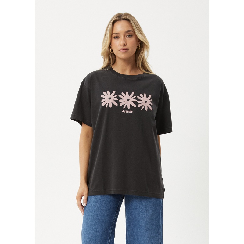 AFENDS Womens Adi – Oversized Tee – Stone Black