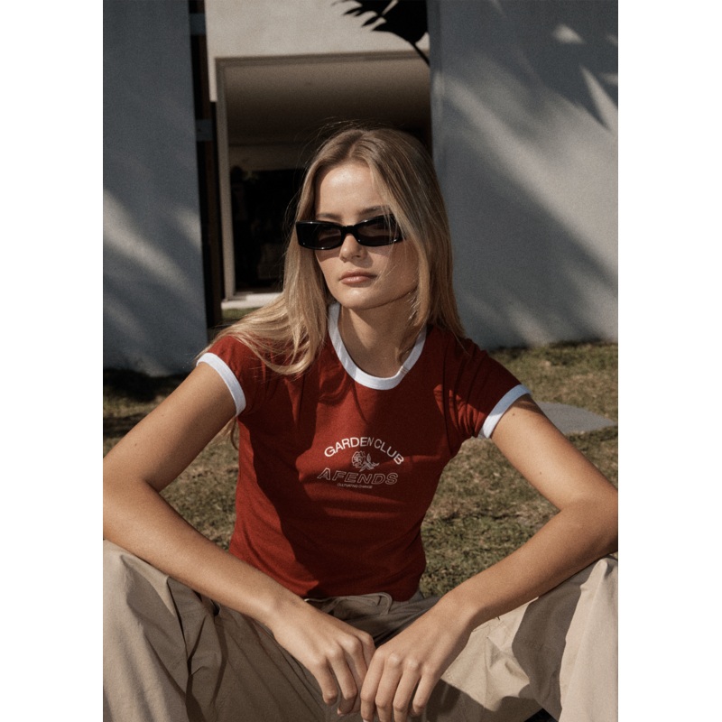 AFENDS Womens Cultivate – Ringer Tee – Ketchup