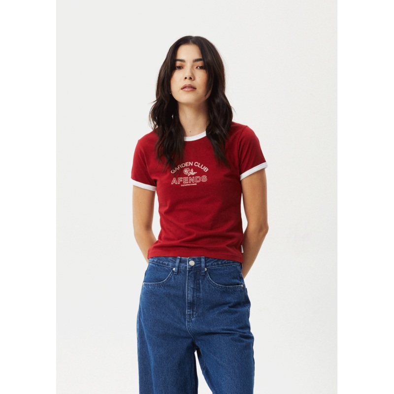 AFENDS Womens Cultivate – Ringer Tee – Ketchup