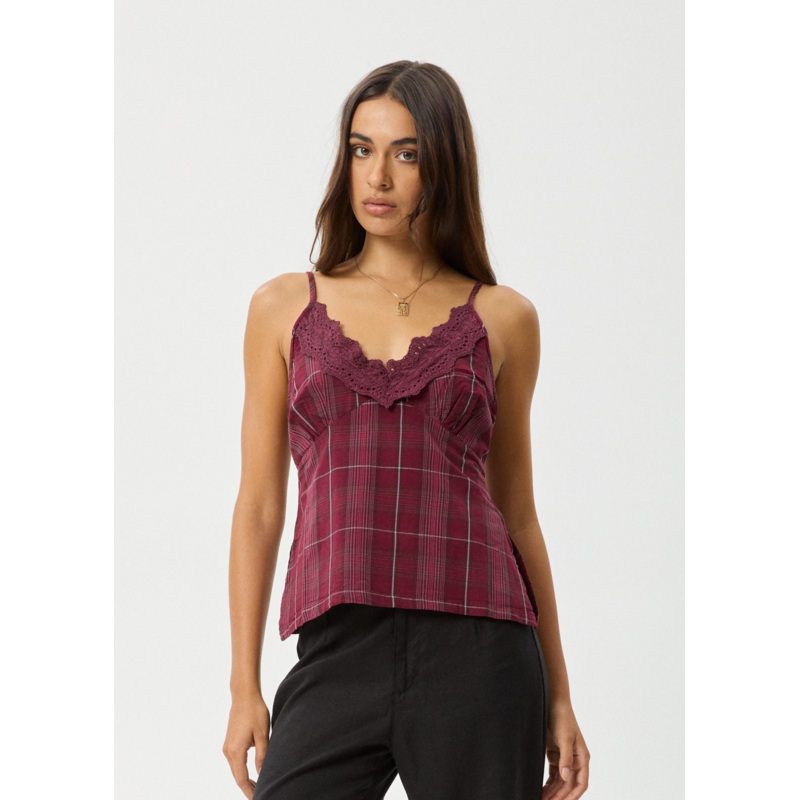 AFENDS Womens Eboni – Check Cami – Port